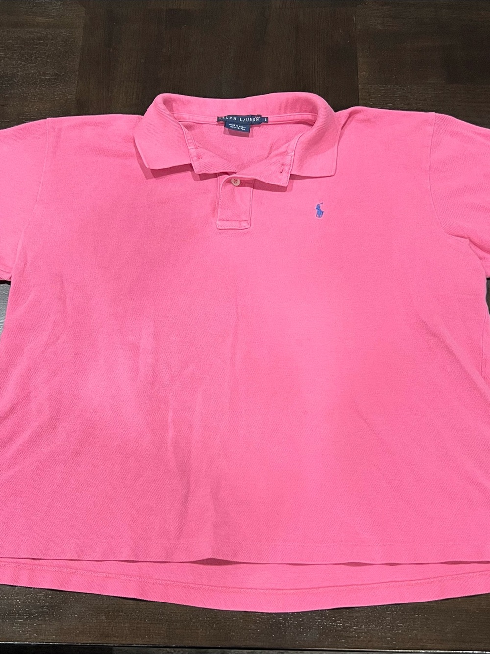 Ralph Lauren Vintage Pink Solid Cotton Knit Short Sleeve Logo Polo Shirt Men’s L